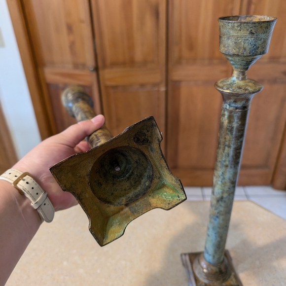 Antique Copper Candlesticks Vintage Large Rare Pair of Beautiful Pieces Valuable - Picture 6 of 9